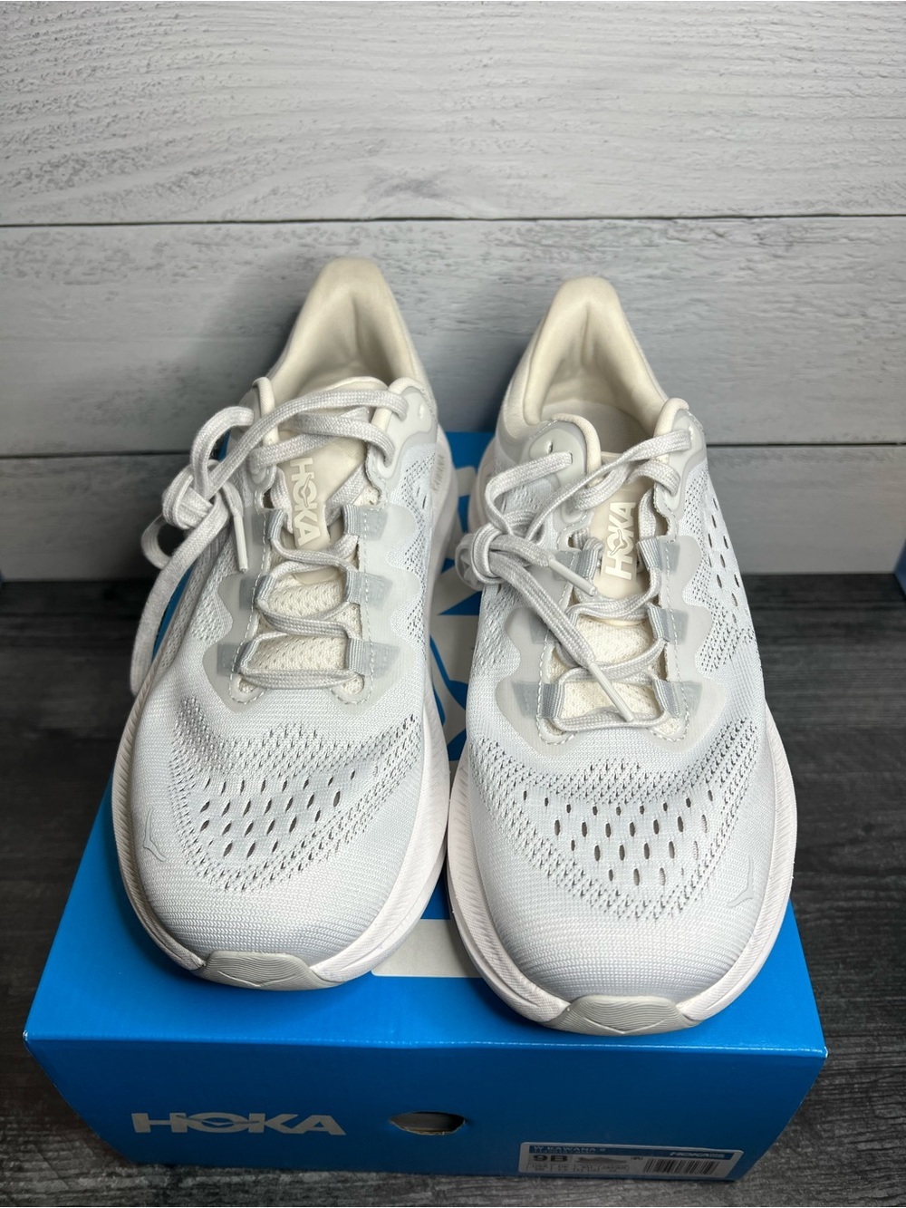 Hoka Women's Kawana 2 Sneakers in White and Light Grey - Picture 5 of 6